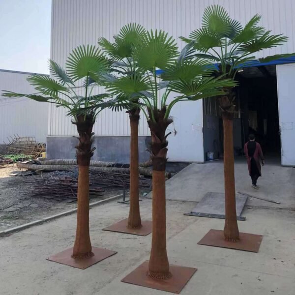 Outdoor Faux Fan Palm Trees