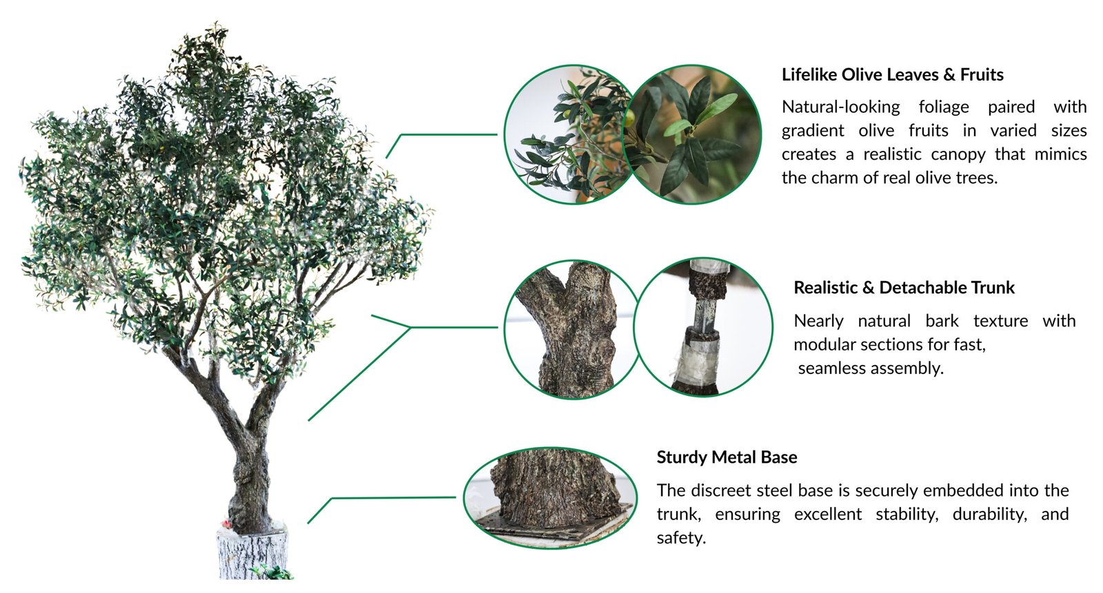 Albero Di Ulivo Artificiale 180 Cm Con Vaso Marrone E Ciottoli - Resistente UV Per Esterni E Interni - Finta Seta Per Giardino, Balcone, Ufficio