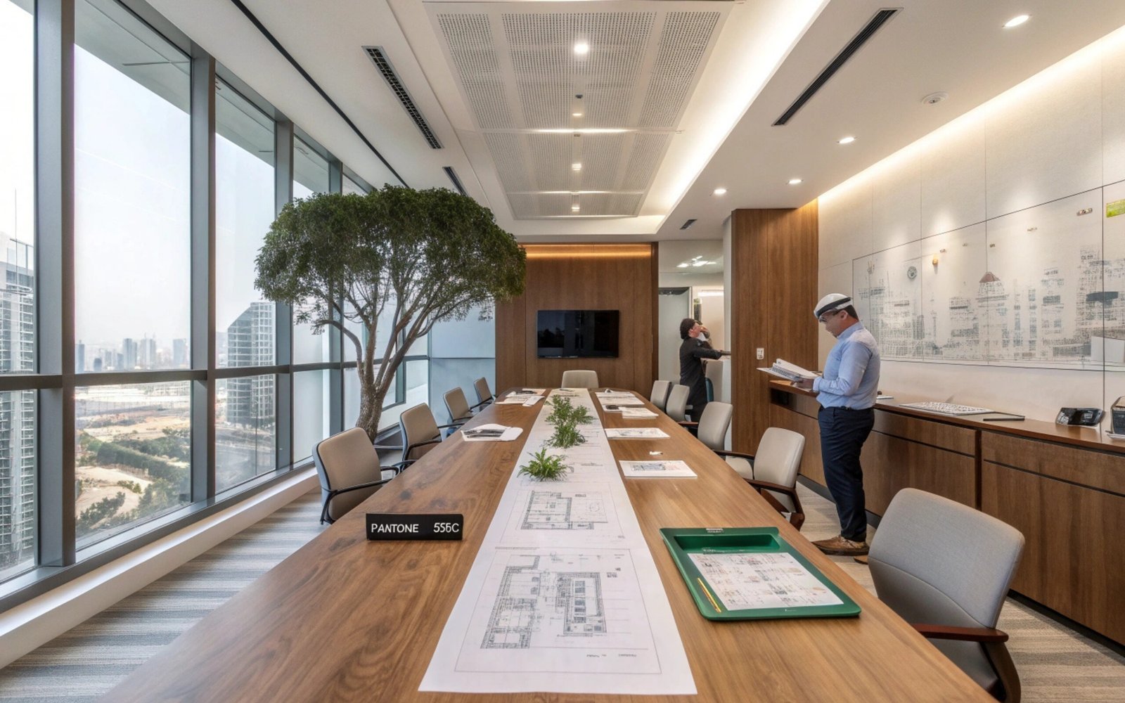 Architect choosing olive tree options