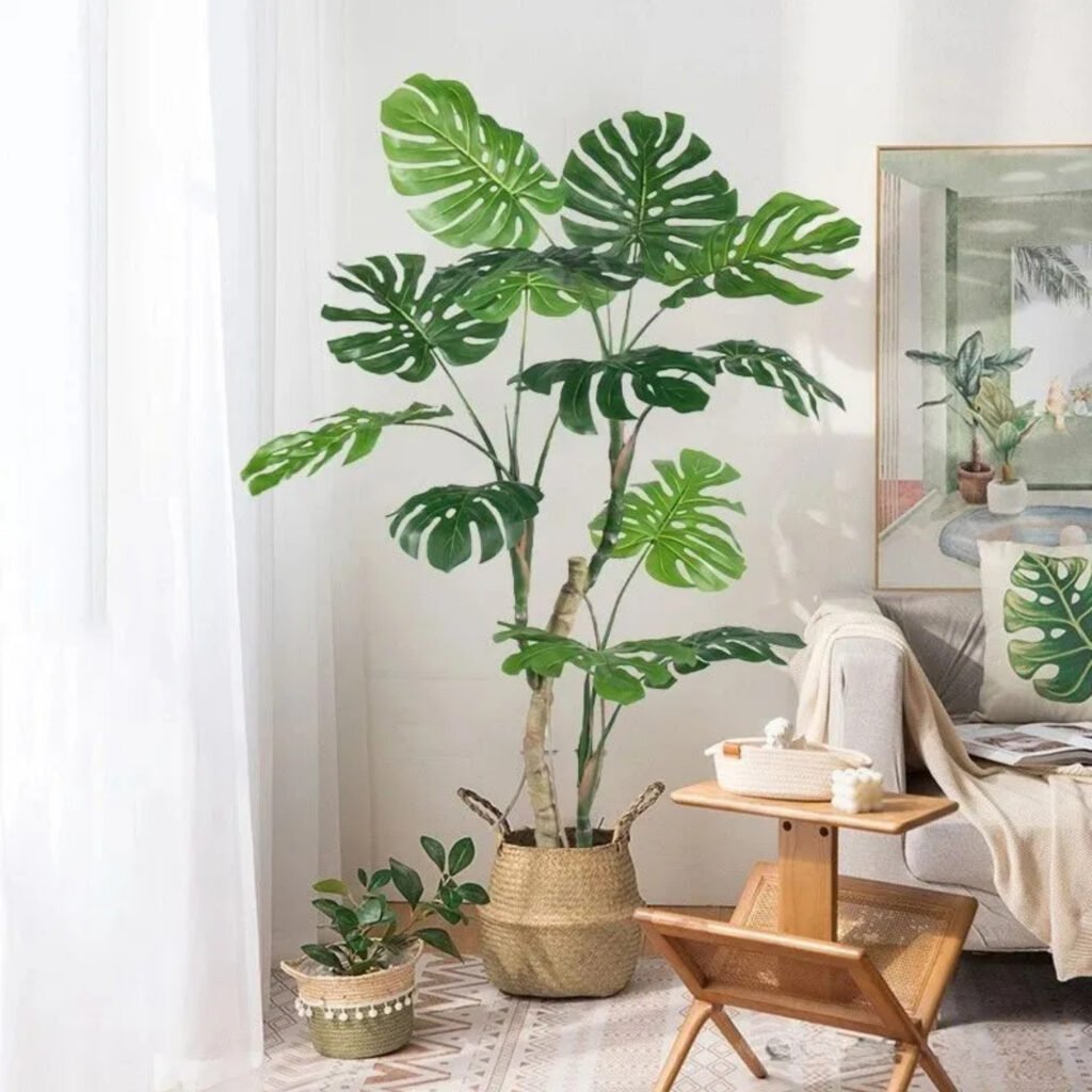 Artificial Monstera Plant in Modern Living Room