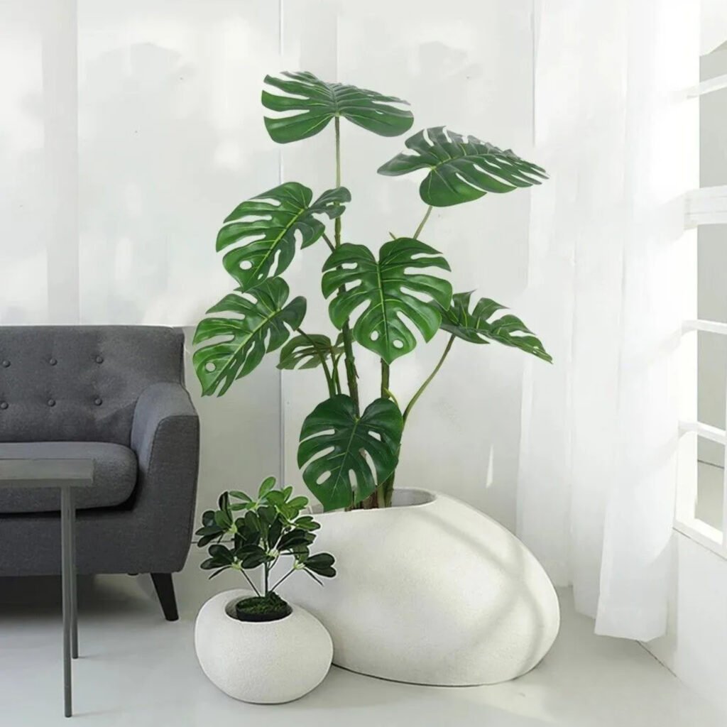 Artificial Monstera in Bright Interior