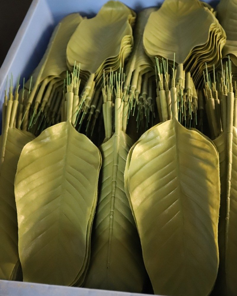 Artificial cactus leaves prepared for production (2)
