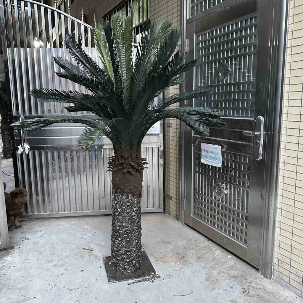 Realistic artificial cycas tree with detailed trunk and natural leaves