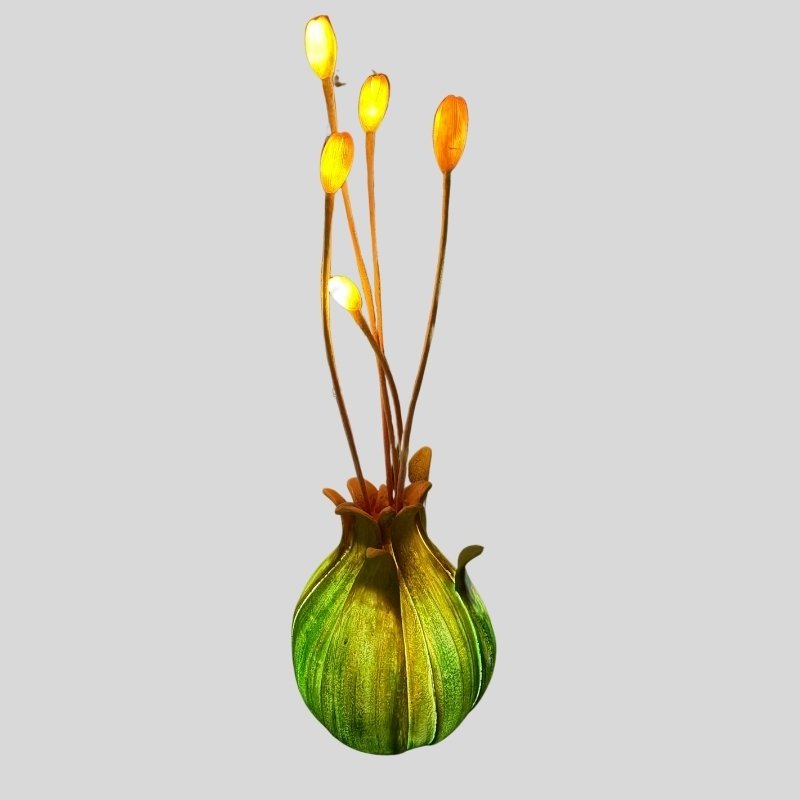 Luminous Bud Stem in Green Vase