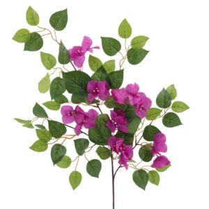 Lush pink artificial bougainvillea branch, high-density floral tree components for commercial ceiling decoration.