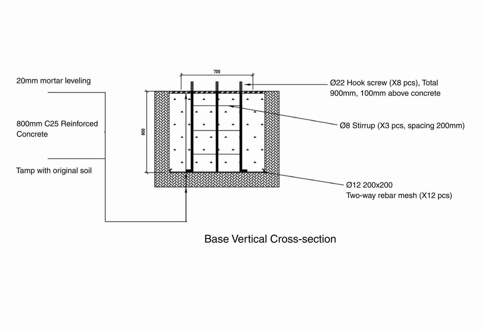 Rebar Distribution and Hook Screw Detail