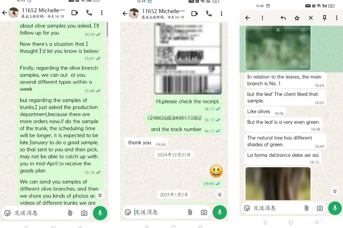 artificial olive tree delivery project process from production to site