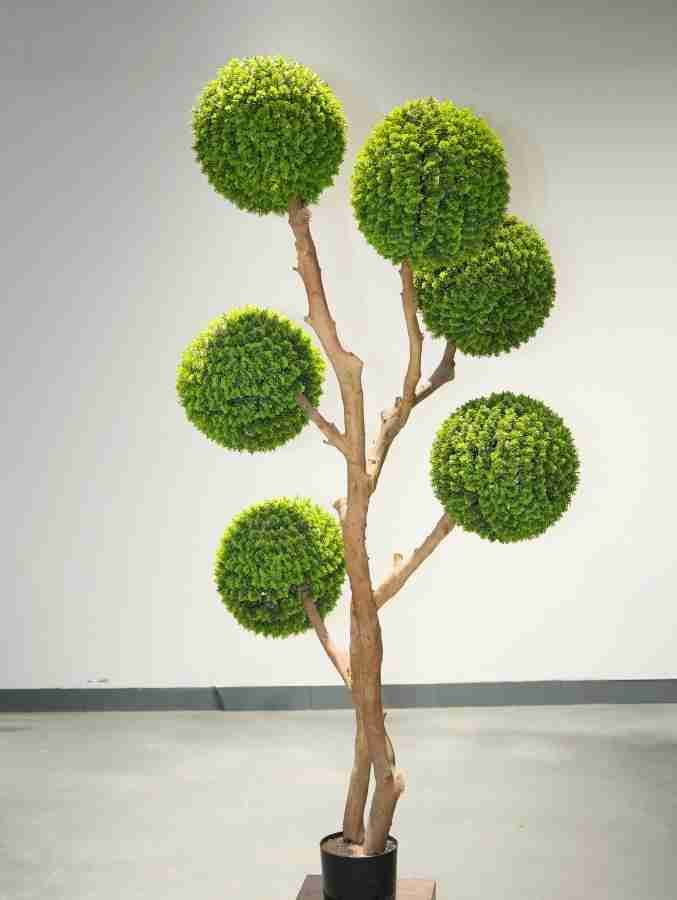 Artificial topiary tree with multiple green ball shapes, decorative indoor faux plant for commercial and retail display