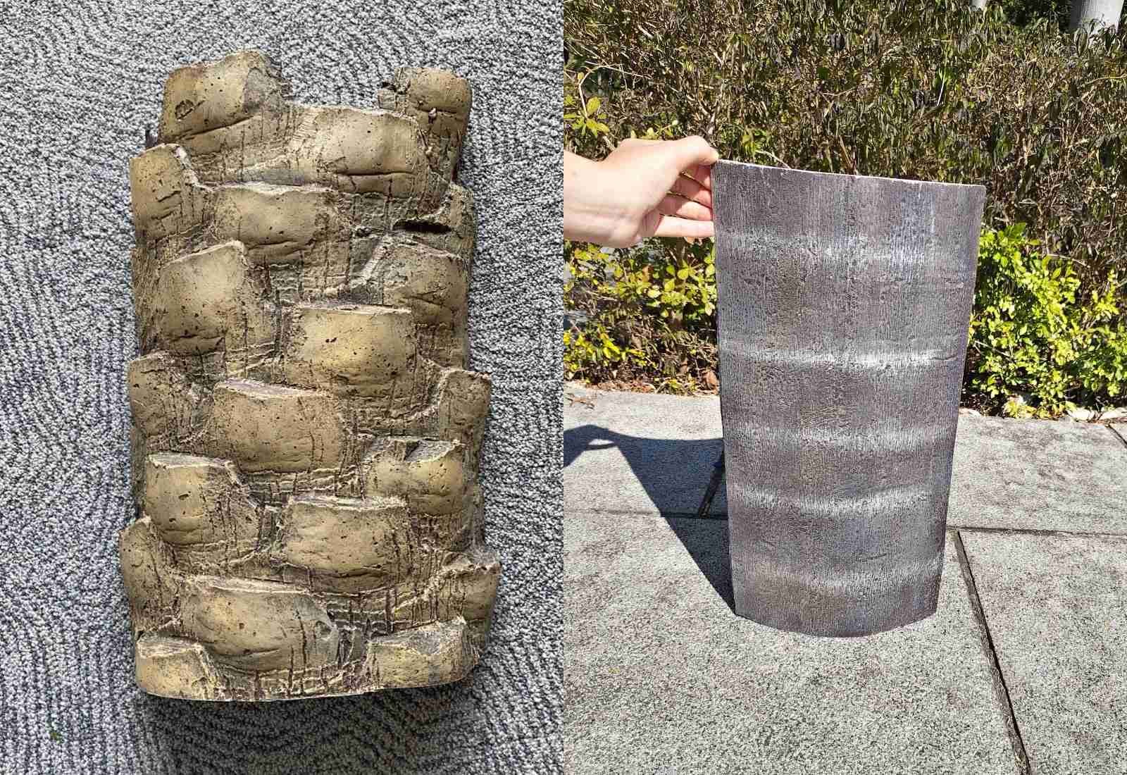 Artificial tree bark samples for material review