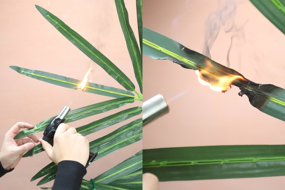 fire retardant vs non fire retardant artificial tree leaves