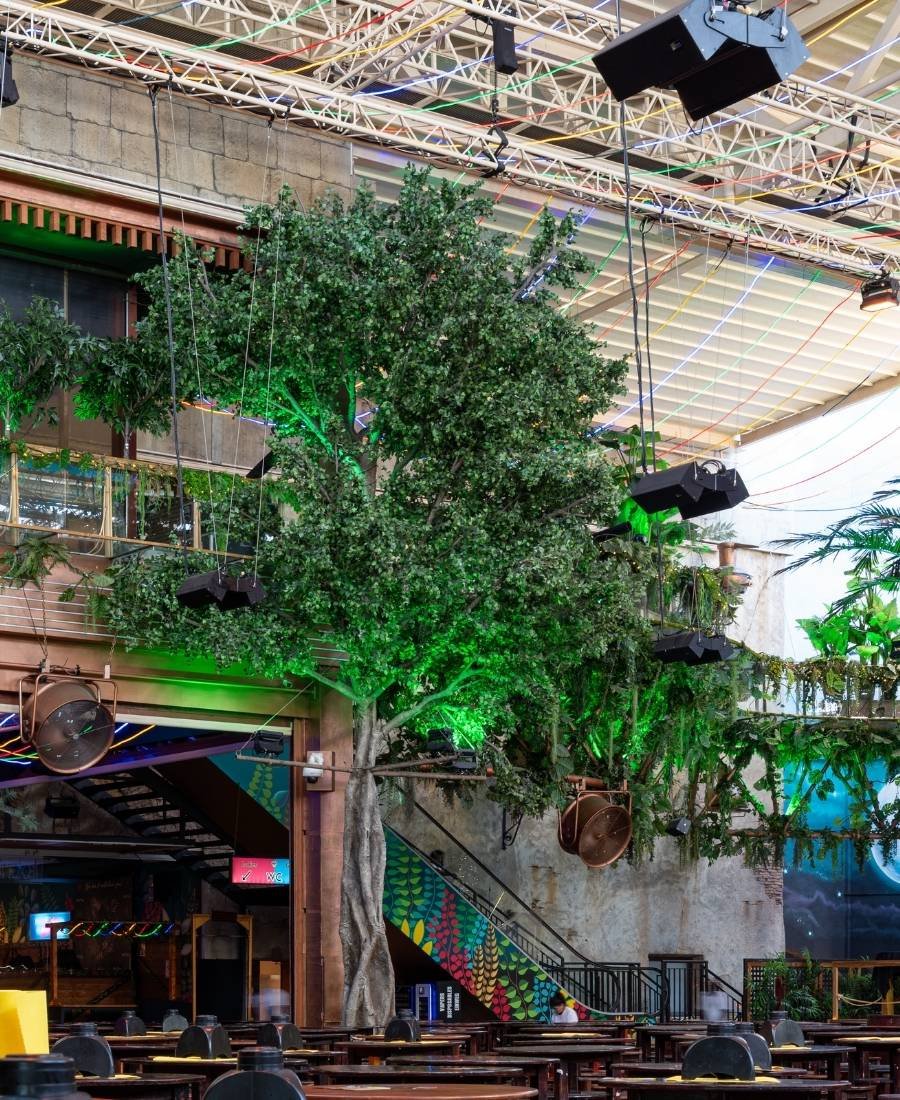 Artificial banyan tree installed in a restaurant and entertainment venue