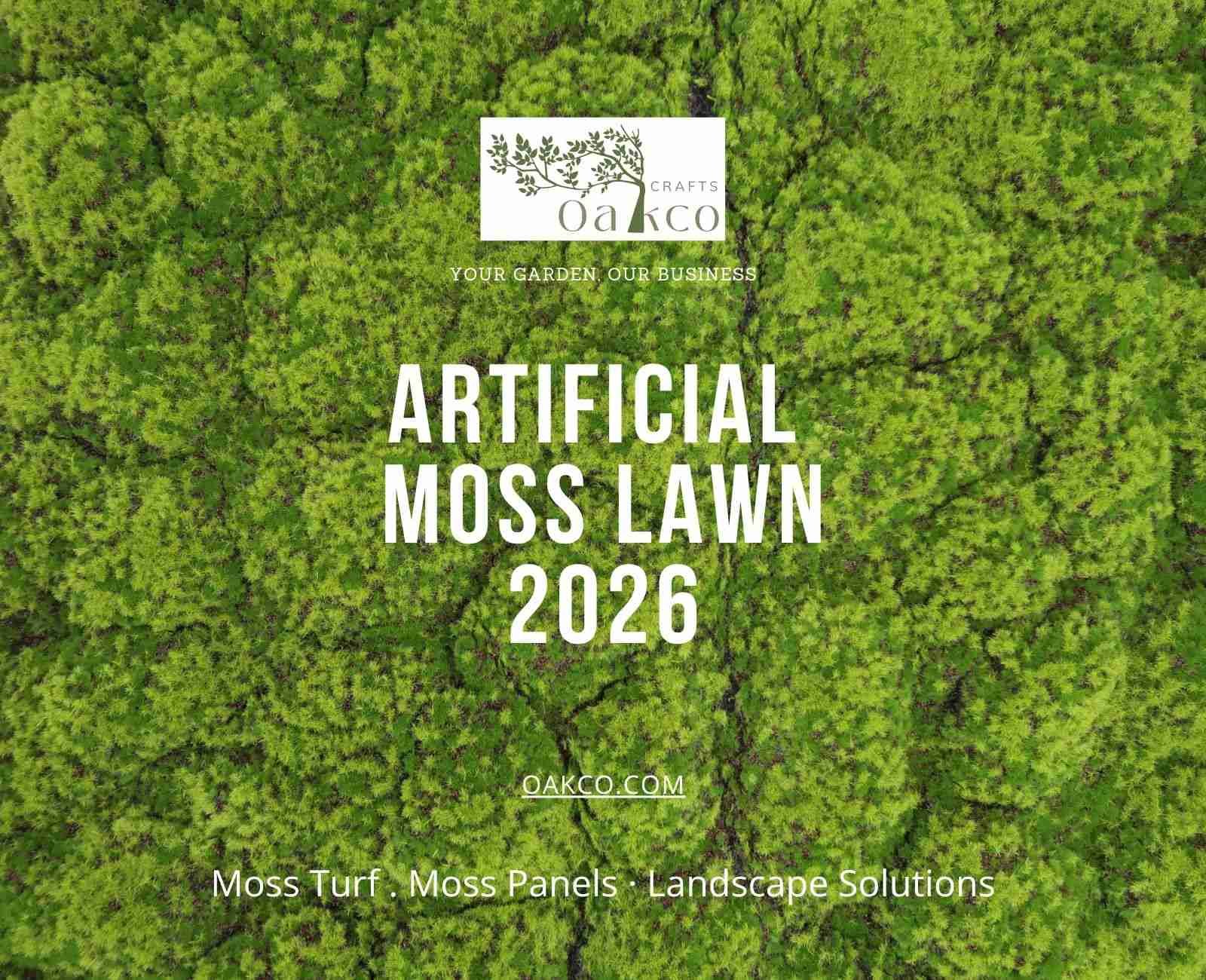 Artificial moss lawn catalog cover for moss turf, moss panels, and landscape decoration solutions
