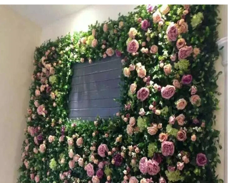 Artificial flower wall for a feature backdrop