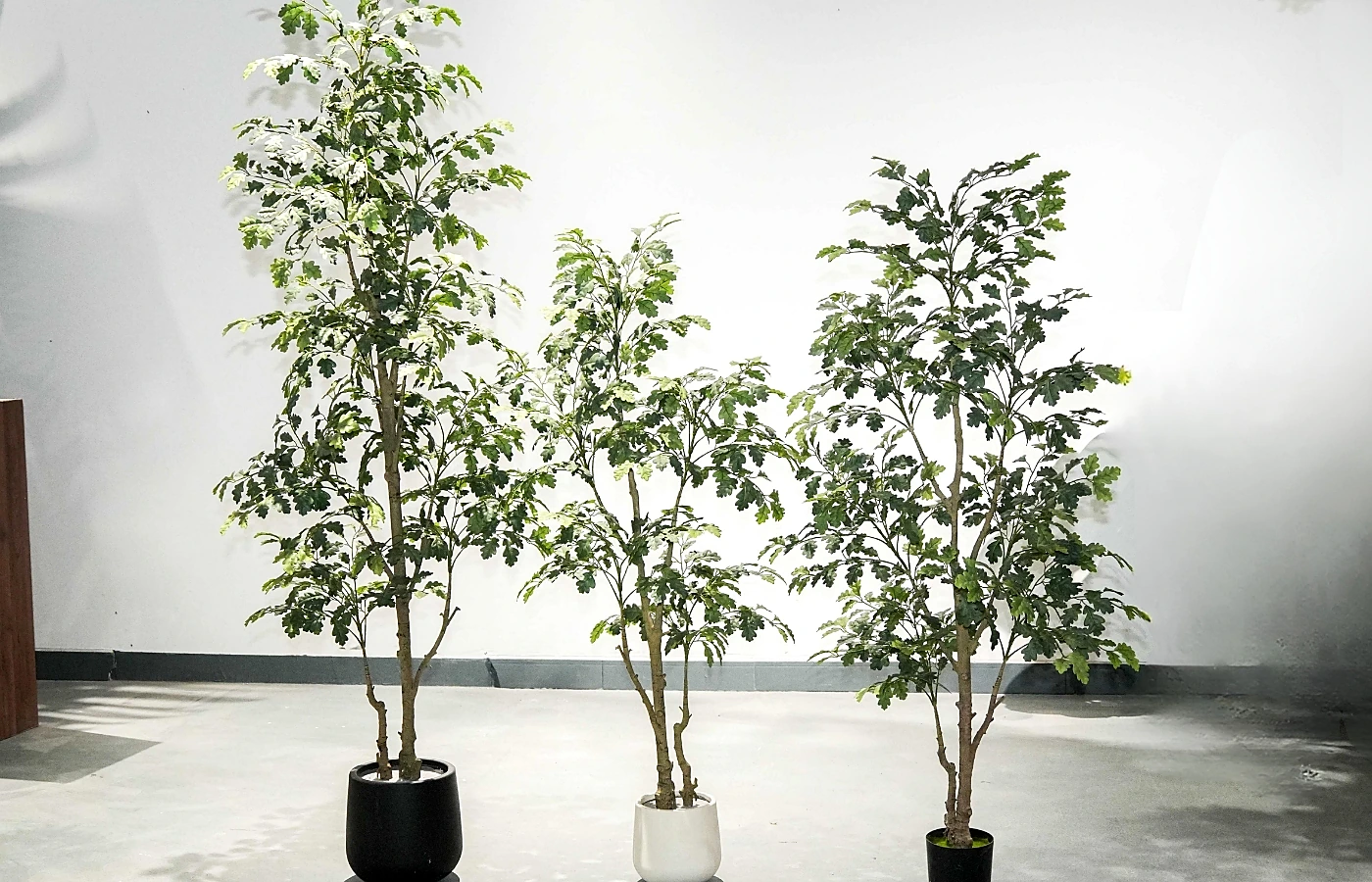Standard potted artificial oak trees for indoor commercial decoration