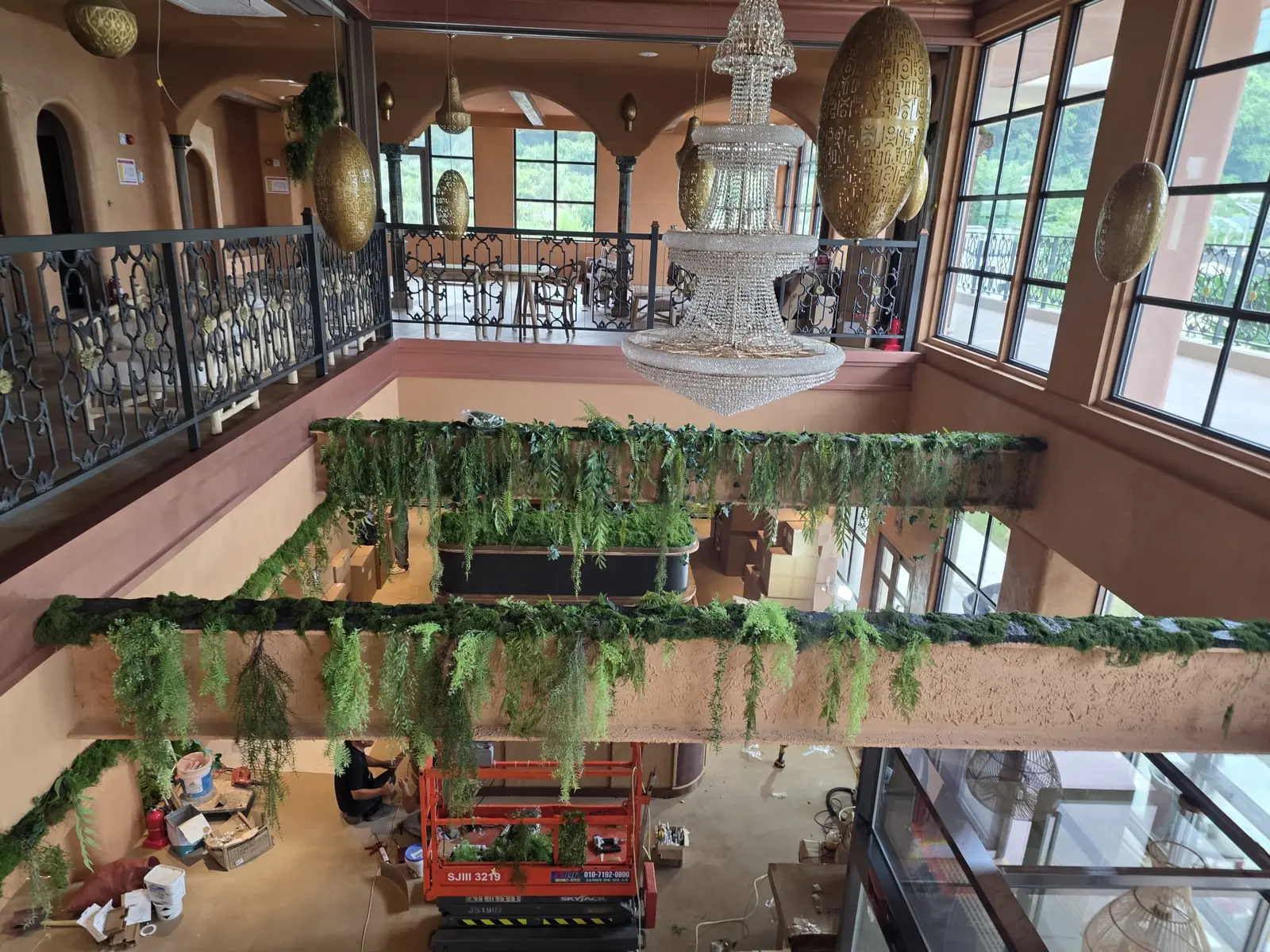 Artificial ceiling and interior greenery planned around a commercial project in Busan in 2026