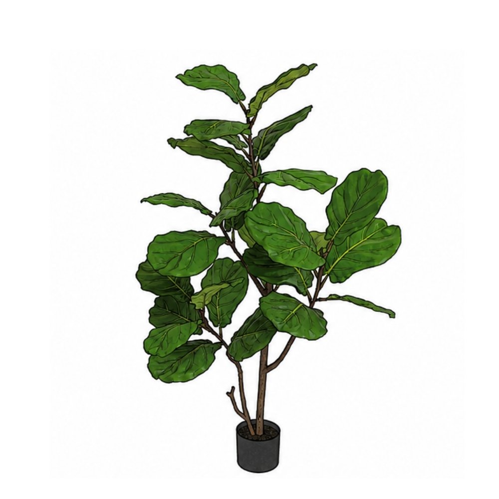 Artificial fiddle leaf fig tree 3D model for commercial interior landscape design