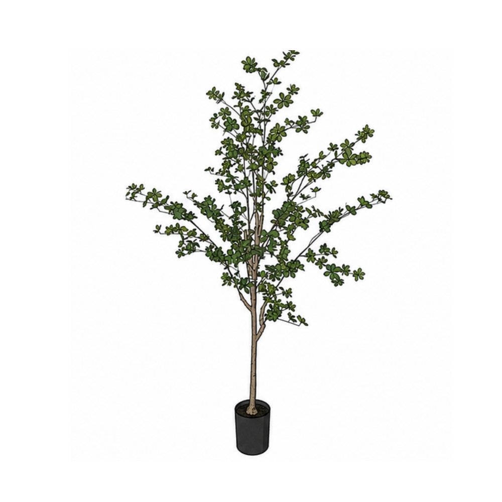 Artificial green leaf tree 3D model for interior and commercial landscape planning