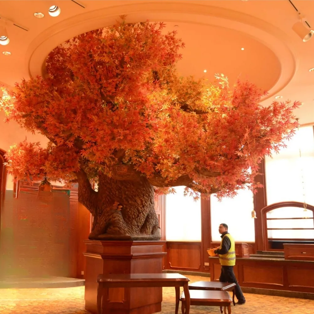 Custom artificial maple tree in a hotel lobby