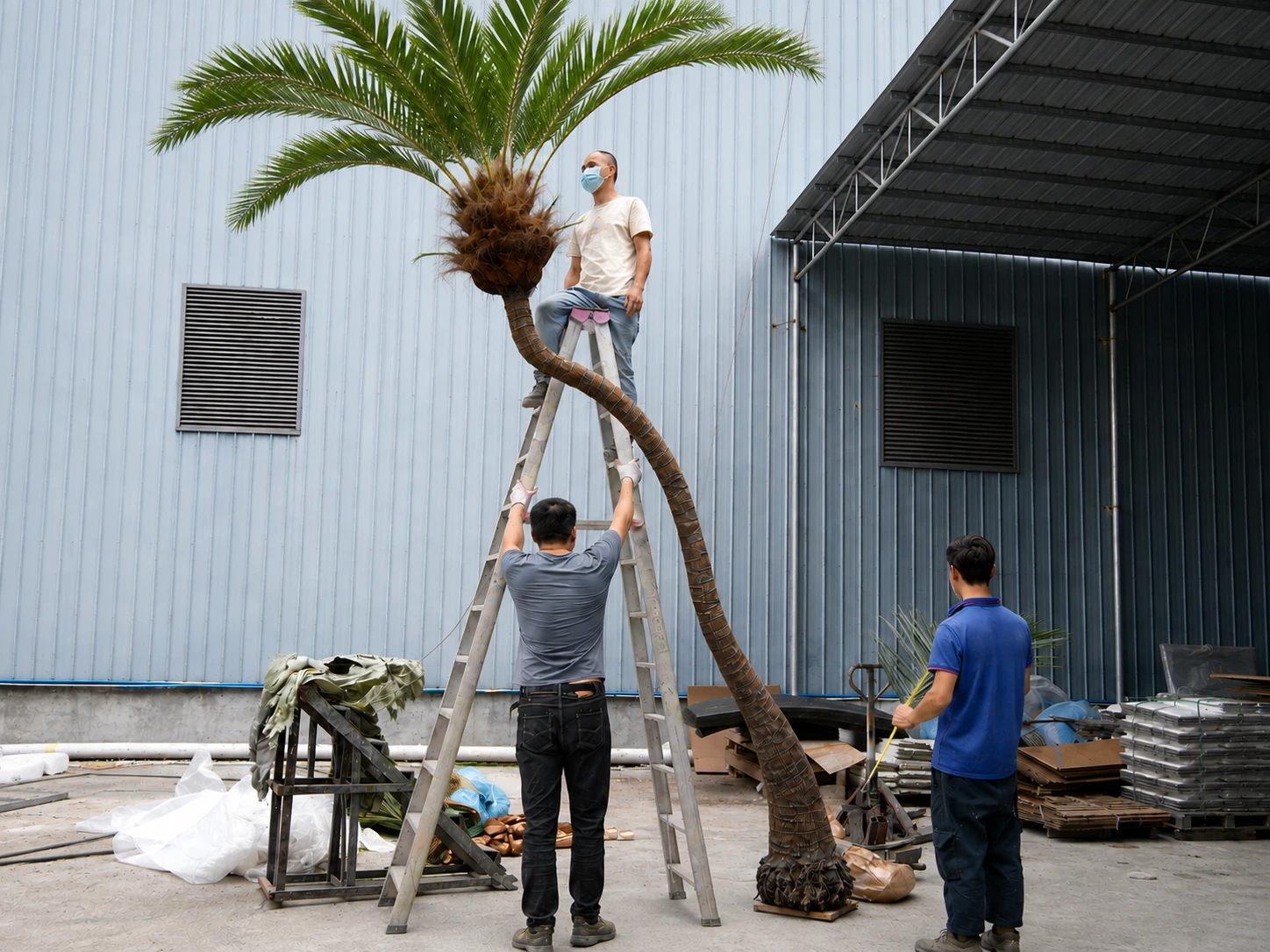 Artificial Palm Tree Full Assembly Full assembly review of an artificial palm tree before delivery