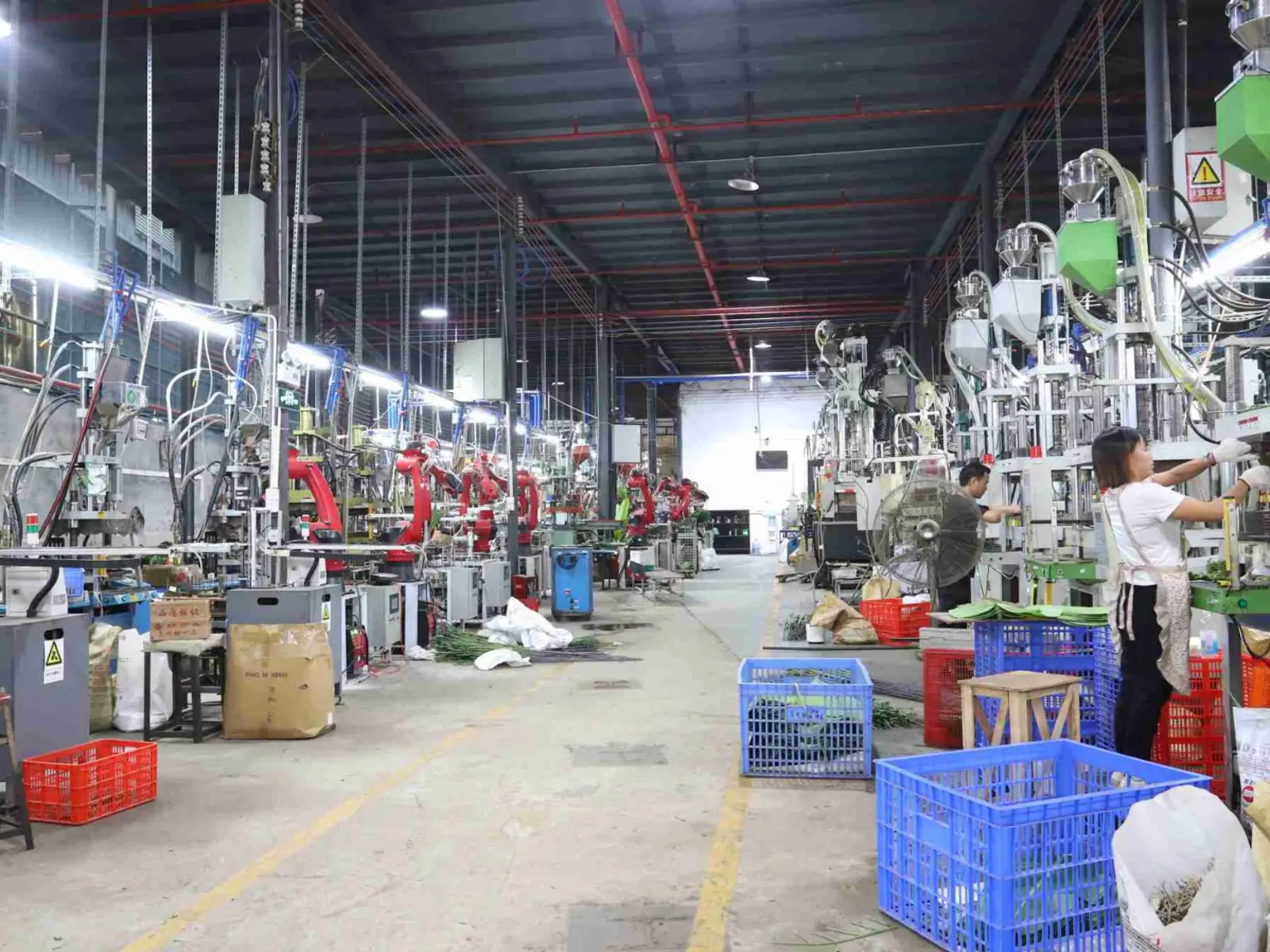 Wide view of the Oakco artificial tree production floor and manufacturing equipment