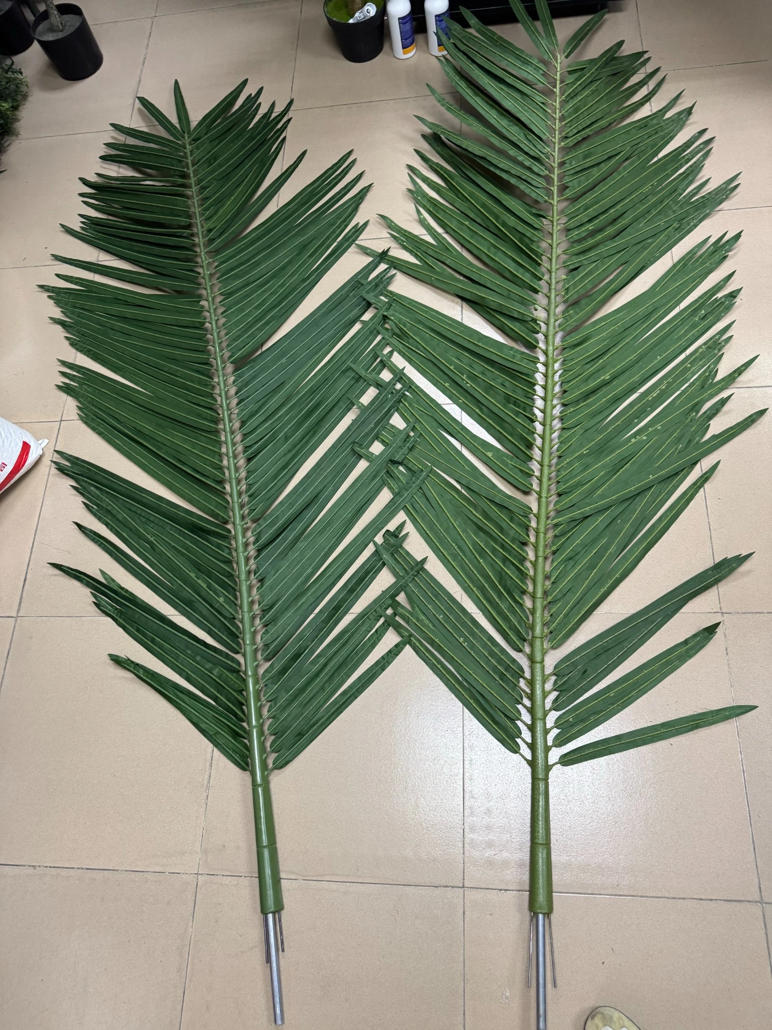 Large Artificial Palm Fronds Large artificial palm fronds prepared for a project-scale crown