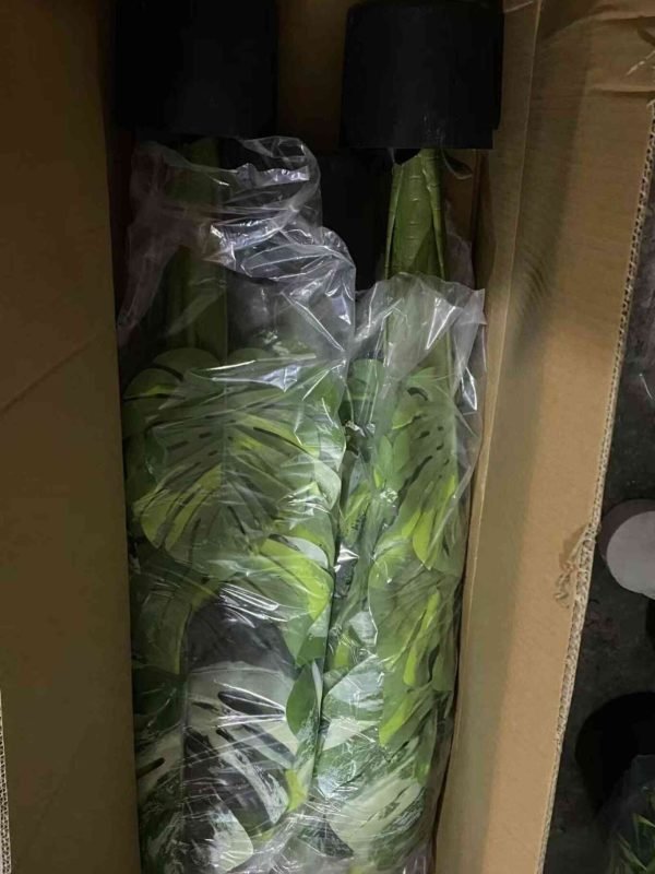 Factory Packaging – Faux Monstera Plant with Protective Wrap Factory Packaging – Faux Monstera Plant with Protective Wrap