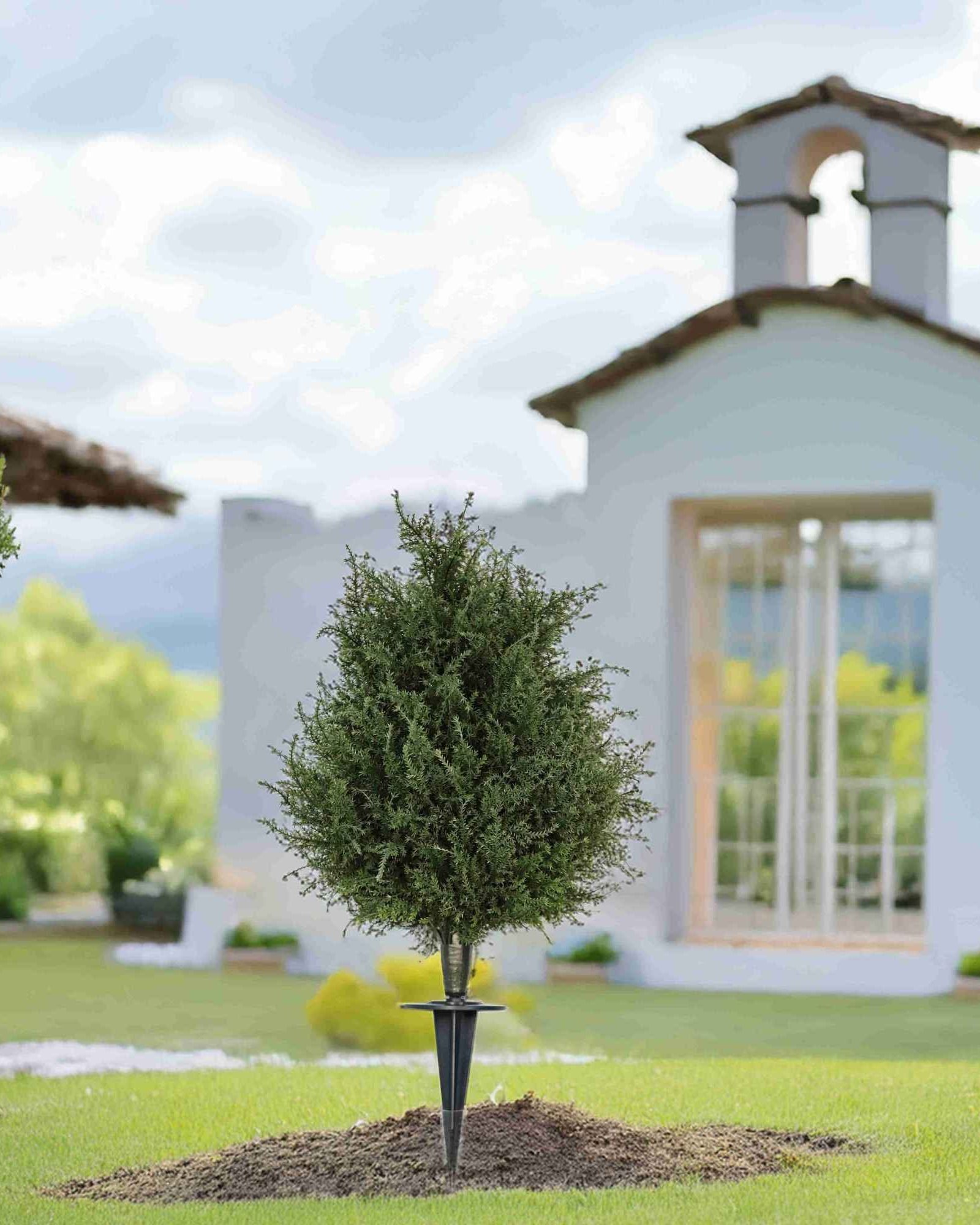 Faux Outdoor Pine Tree with Durable Ground Insert Artificial Cypress Tree